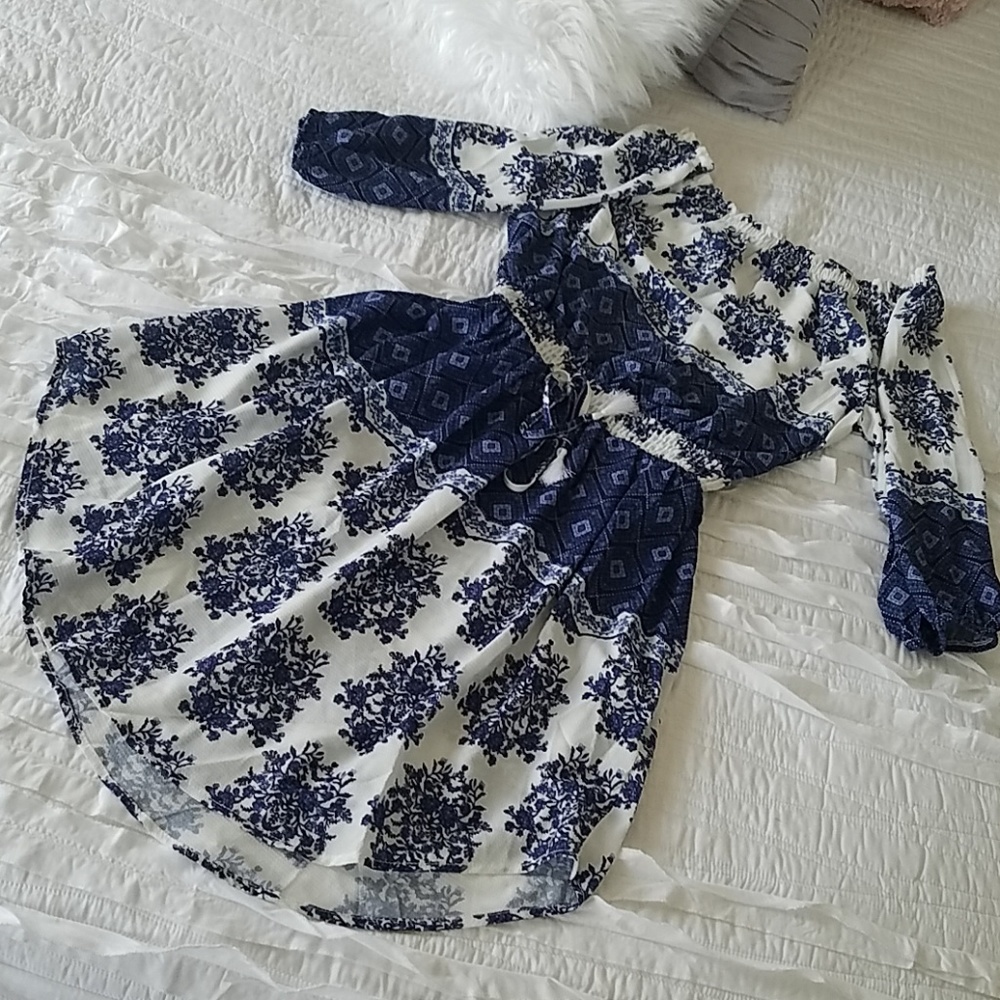 NWOT Beautiful Blue Boho Midi Dress